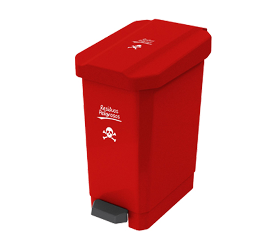 Contenedor con pedal rojo medico 44 L