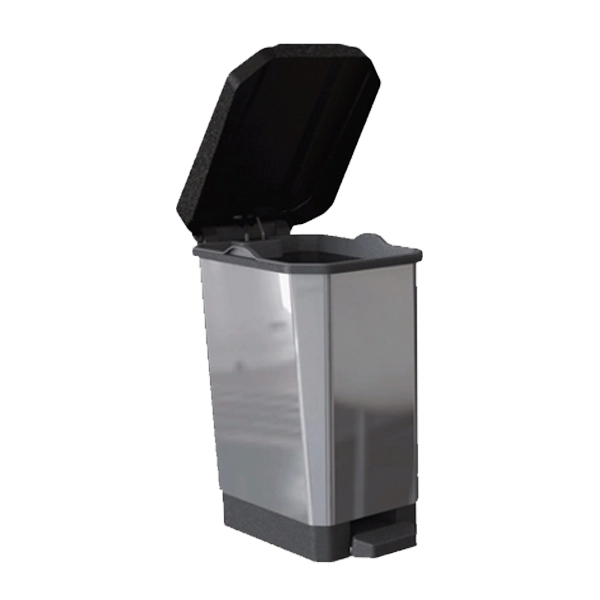 Contenedor de residuos con pedal 44 litros metalizado - Imagen 2