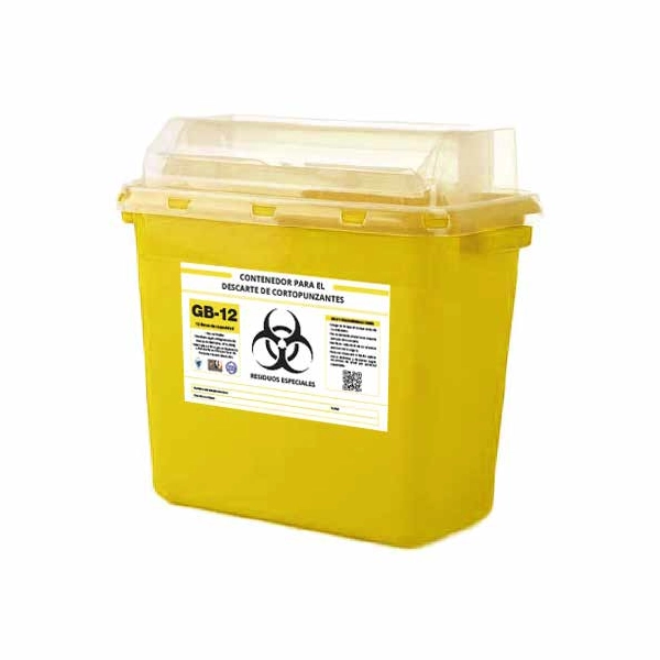 Contenedor para cortopunzantes 12 litros amarillo GB-12