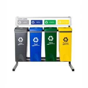 Punto verde de reciclaje de 4 contenedores